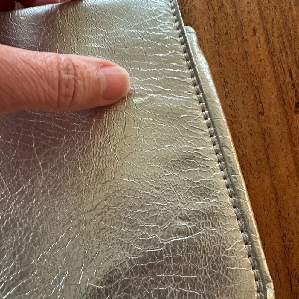 Express Metallic Silver Clutch Snap Close Front / 13
